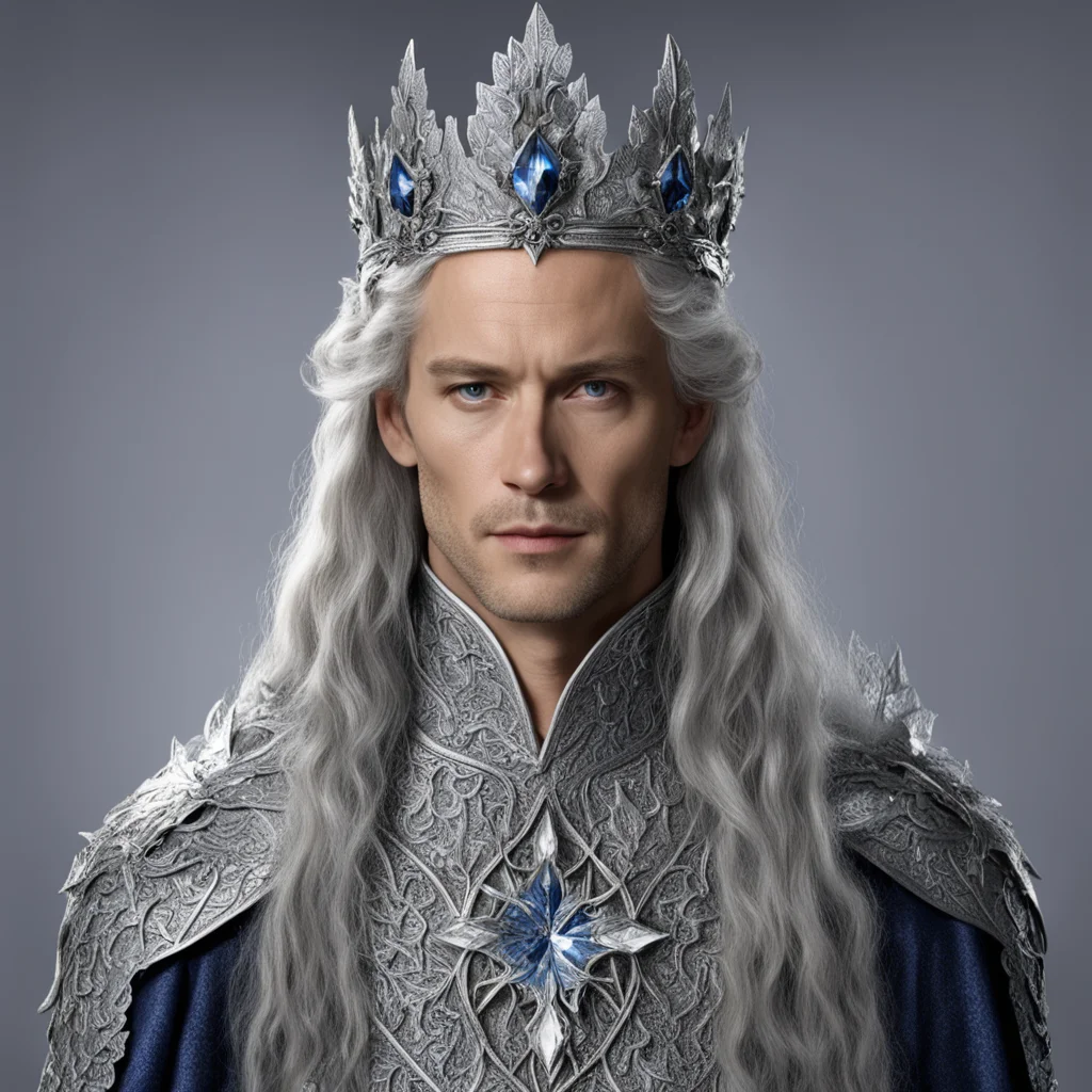 aiking thingol wearing silver oak leave circlet with diamond