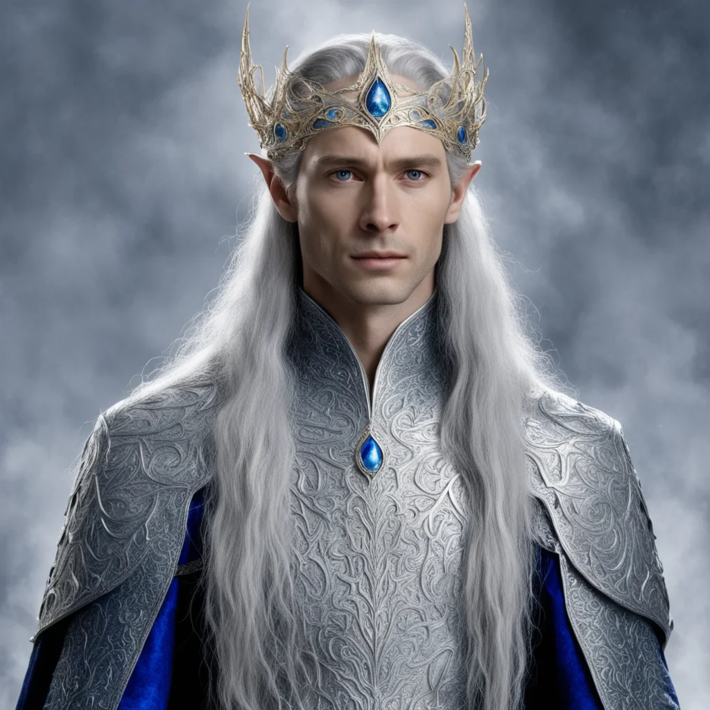 aiking thingol wearing silver sindaran elvish circlet wearing a silmaril amazing awesome portrait 2