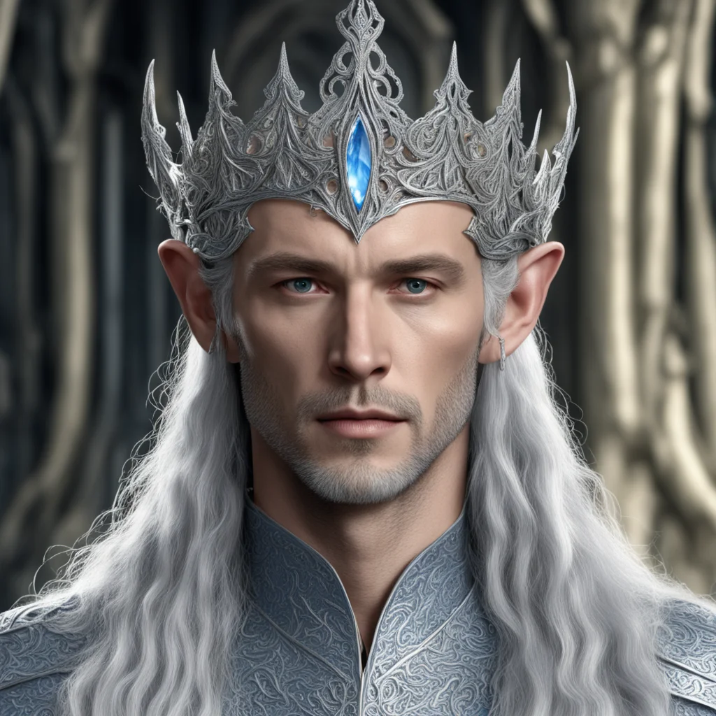 aiking thingol wearing silver sindaran elvish circlet wearing a silmaril good looking trending fantastic 1