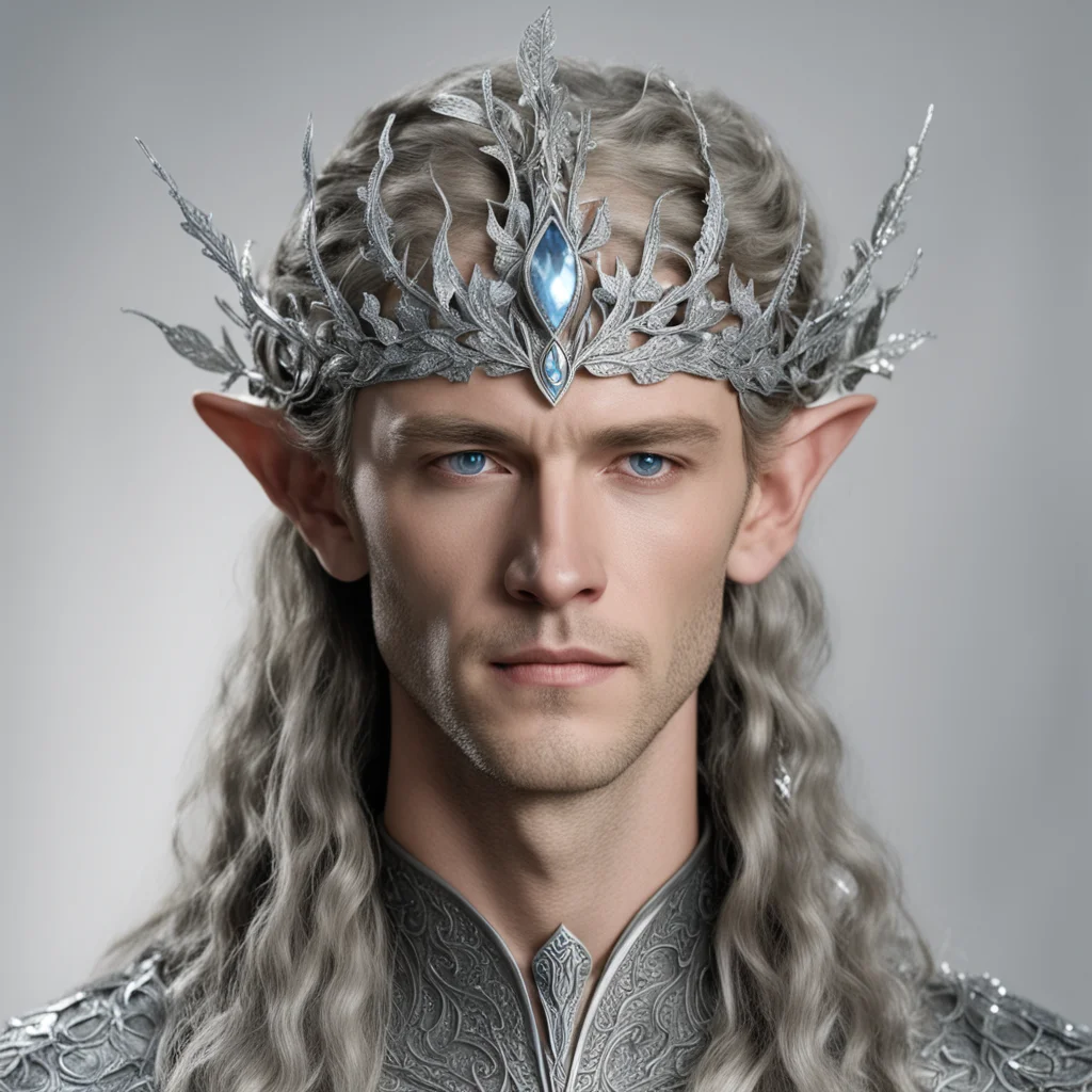 king thingol wearing small silver beach leaf elven circlet with diamonds  amazing awesome portrait 2