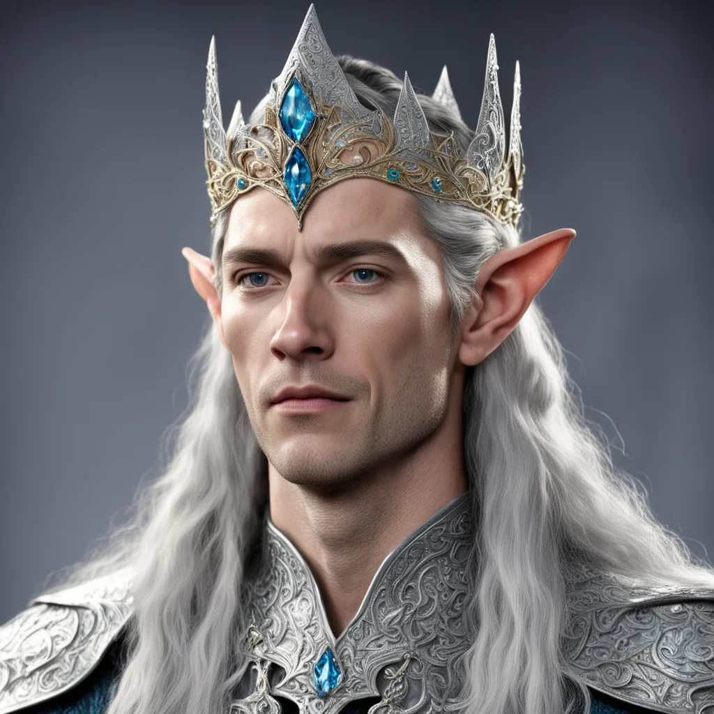 king thingol wearing small silver elven circlet with jewels