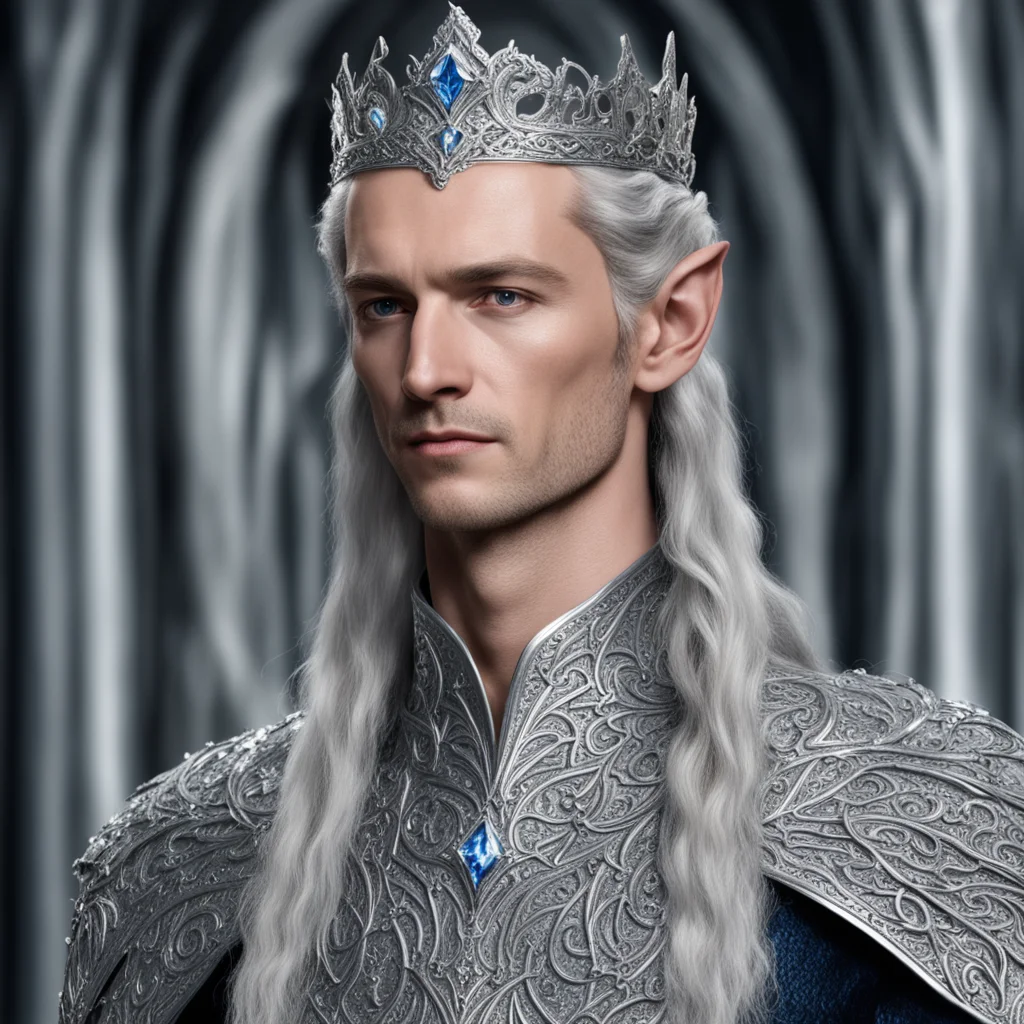 king thingol wearing small silver elvish circlet with diamond  good looking trending fantastic 1