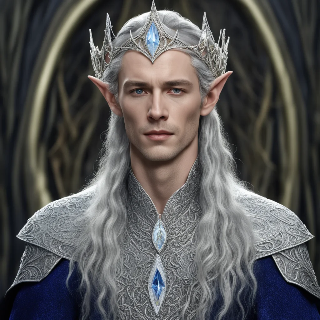 aiking thingol wearing small silver elvish circlet with diamond 
