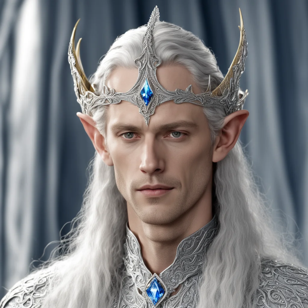 aiking thingol wearing small silver elvish circlet with white diamond  amazing awesome portrait 2