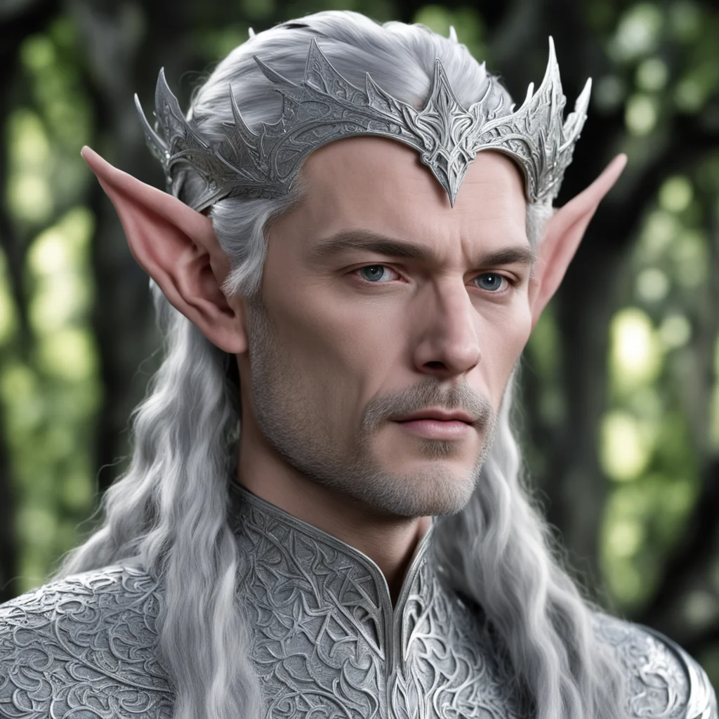 king thingol wearing small silver wood elf circlet  good looking trending fantastic 1
