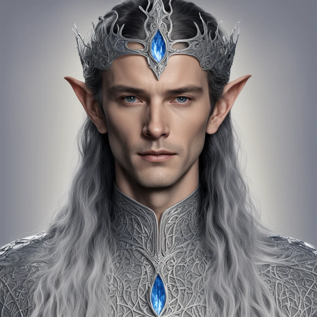 king thingol wearing thin silver elvish circlet  confident engaging wow artstation art 3