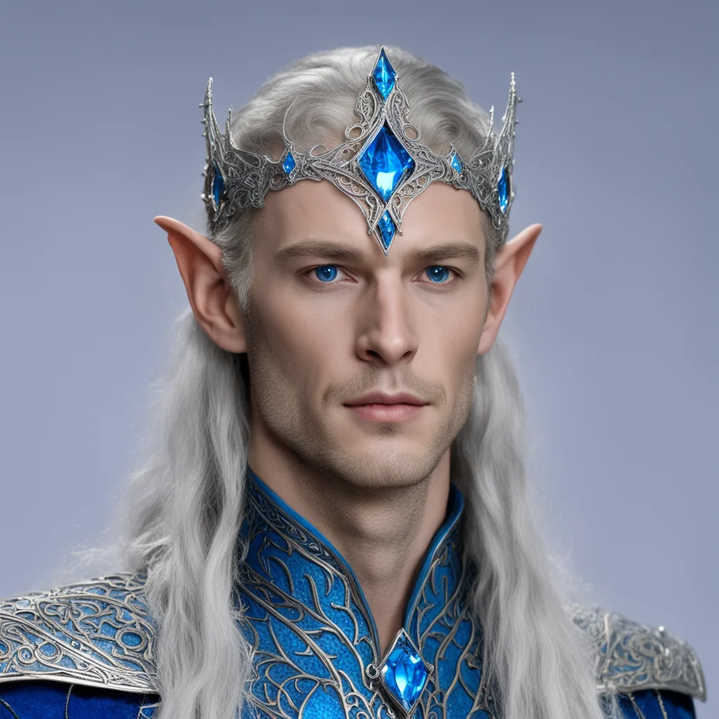 aiking thingol wearing thin silver elvish circlet with blue diamond
