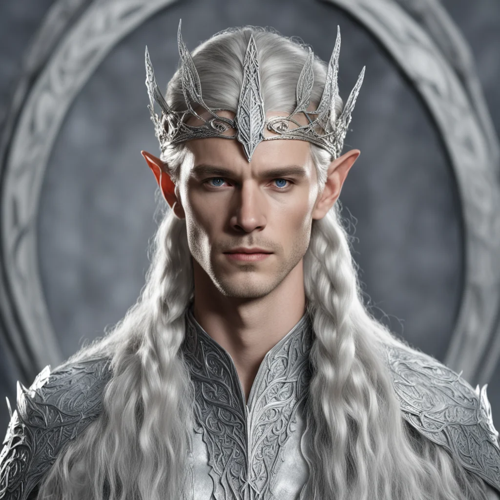aiking thingol with braids wearing silver leaf elven circlet with diamonds confident engaging wow artstation art 3