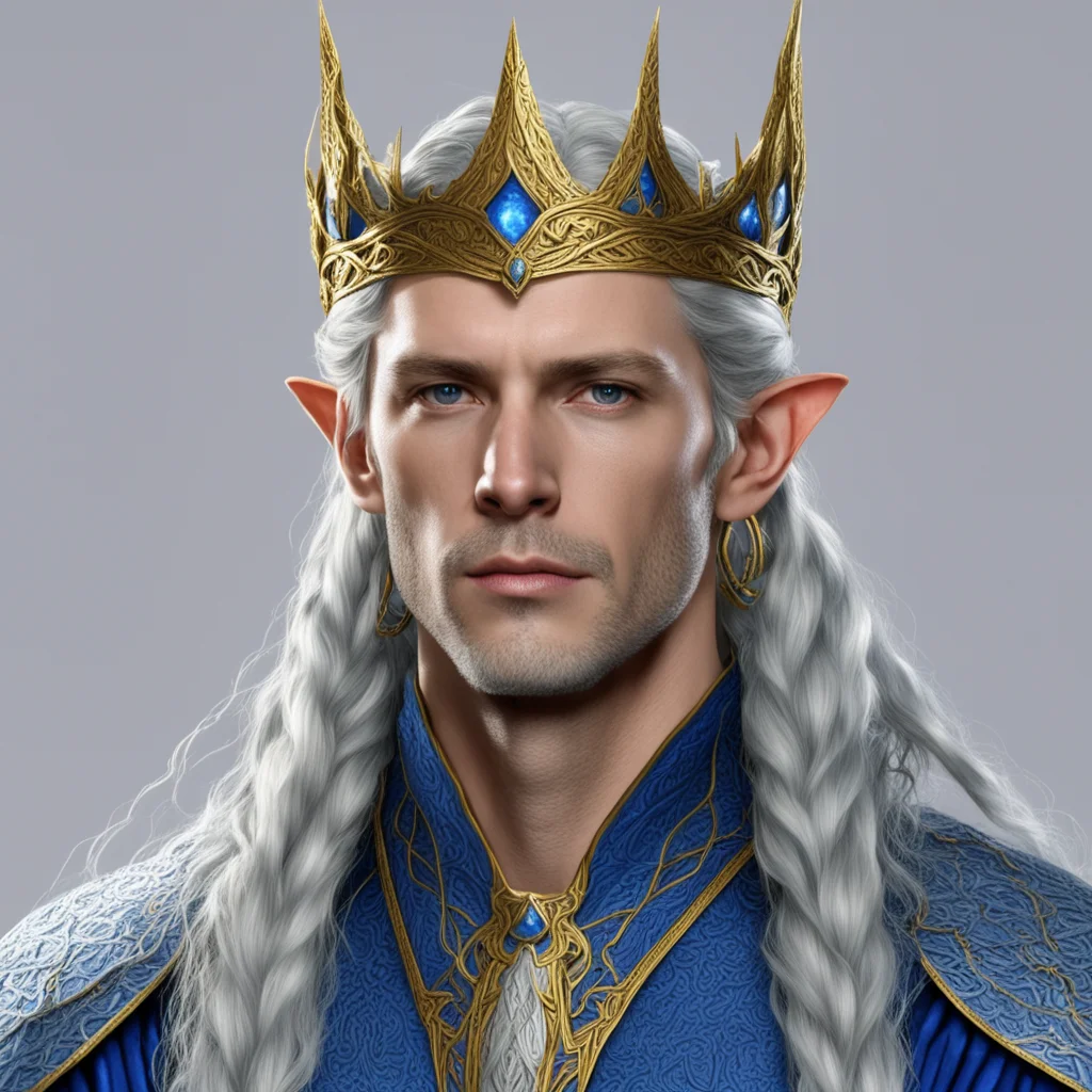 king thingol with braids wearing sindarin elvish circlet wearing the nauglamir  amazing awesome portrait 2