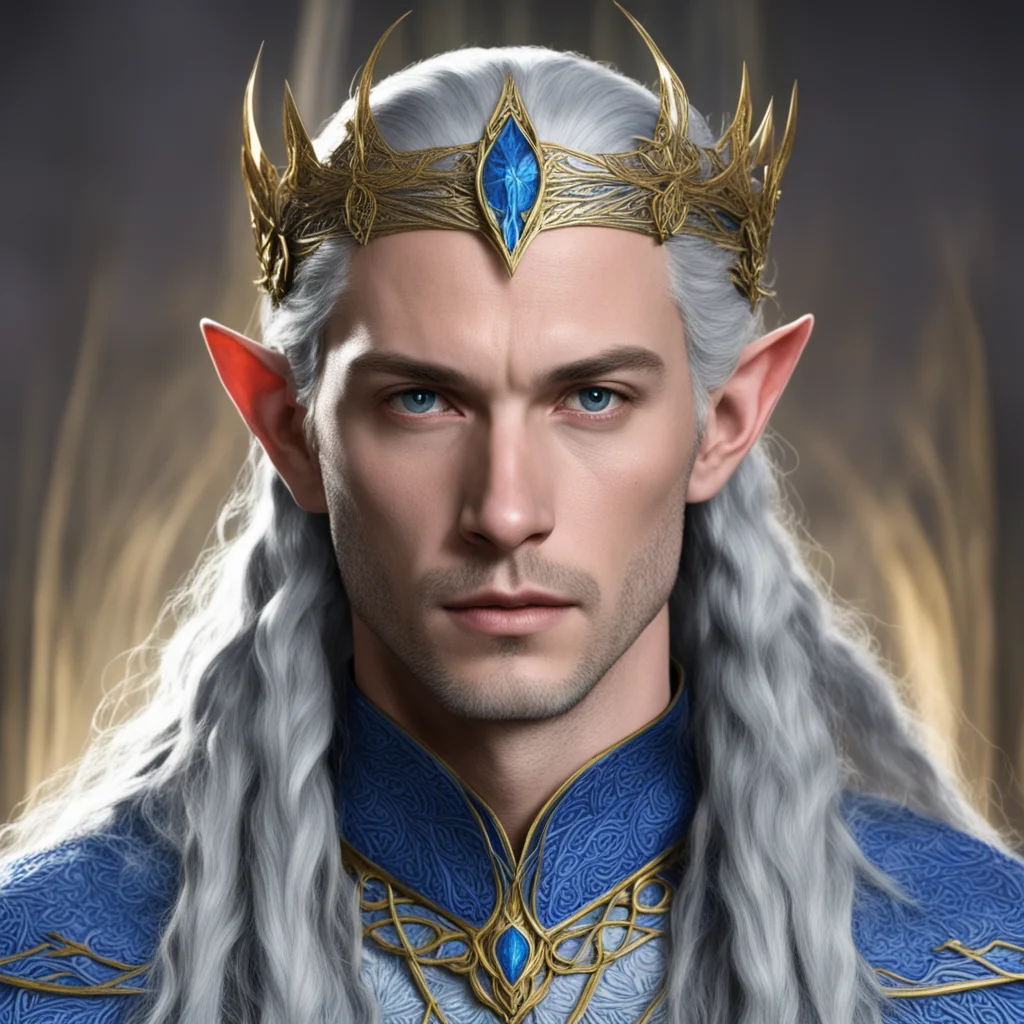 king thingol with braids wearing sindarin elvish circlet wearing the nauglamir  confident engaging wow artstation art 3