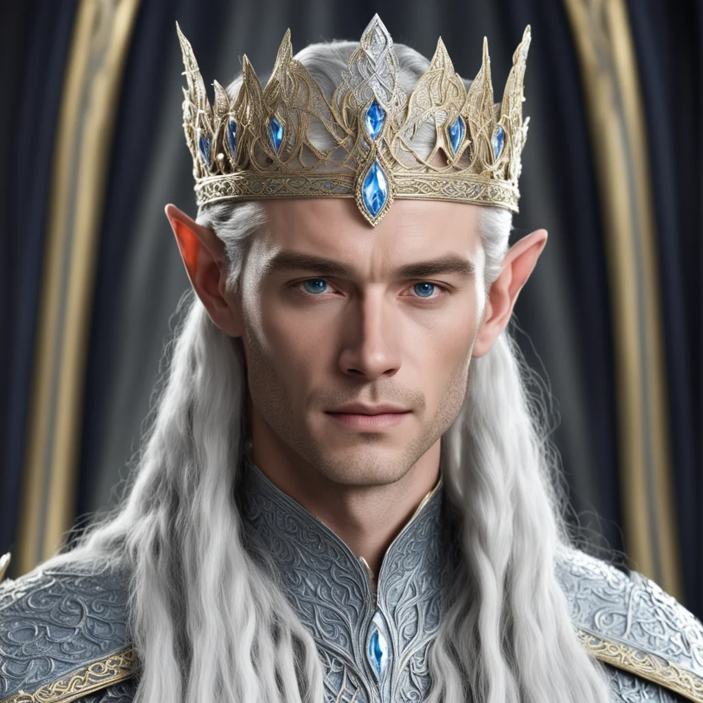 king thingol with braids wearing small elven tiara with diamonds
