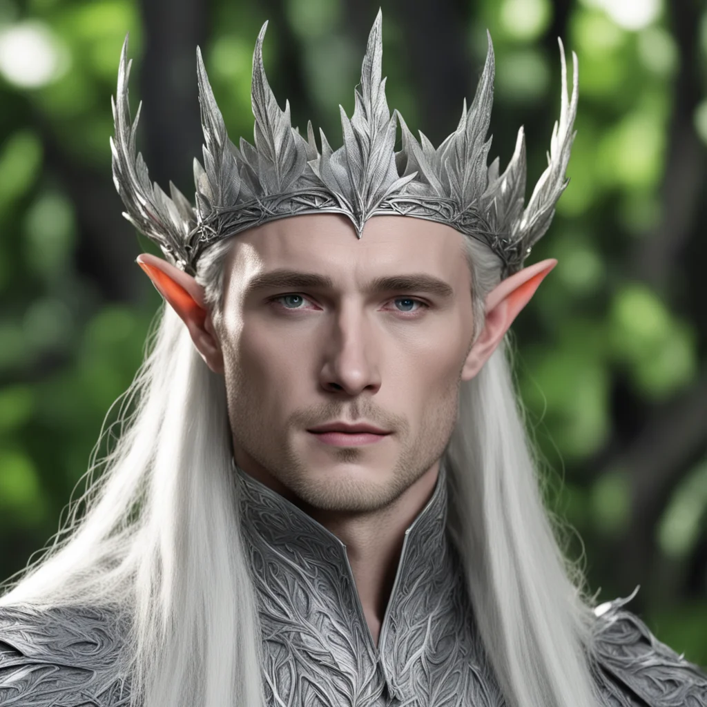 king thranduil wearing silver beech leaf elven crown amazing awesome portrait 2