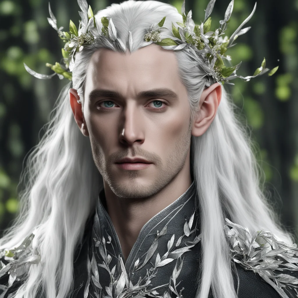 king thranduil wearing silver leaves and berries in hair with diamonds  good looking trending fantastic 1