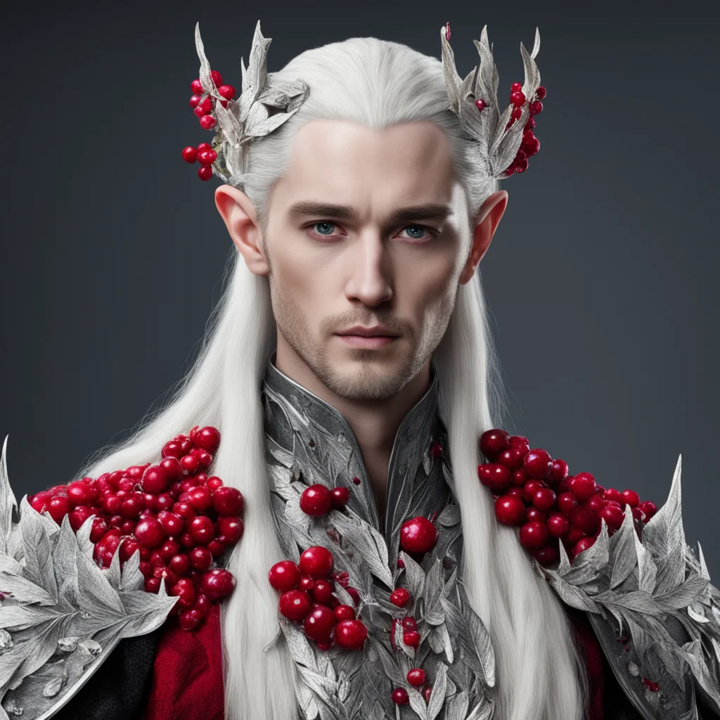king thranduil wearing silver leaves and ruby berries with diamonds good looking trending fantastic 1