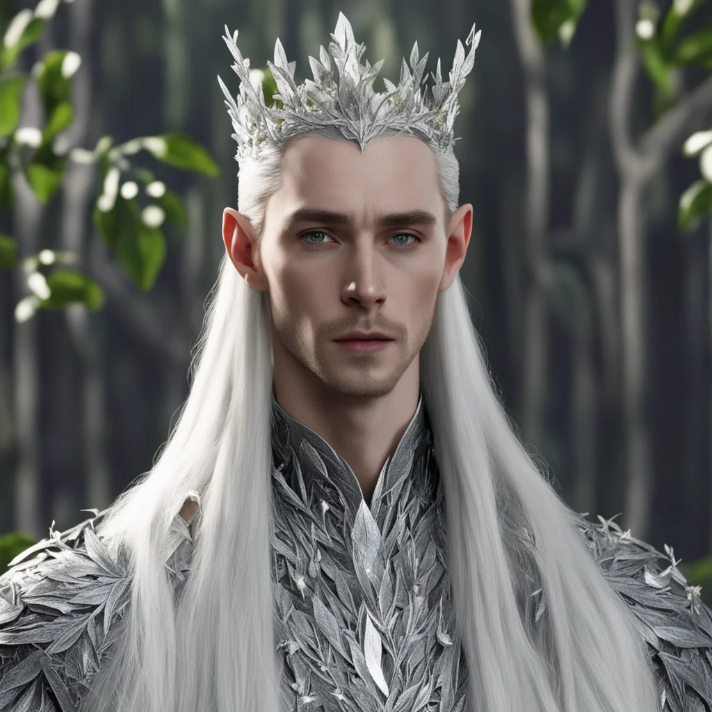 king thranduil wearing silver leaves with diamond berries confident engaging wow artstation art 3