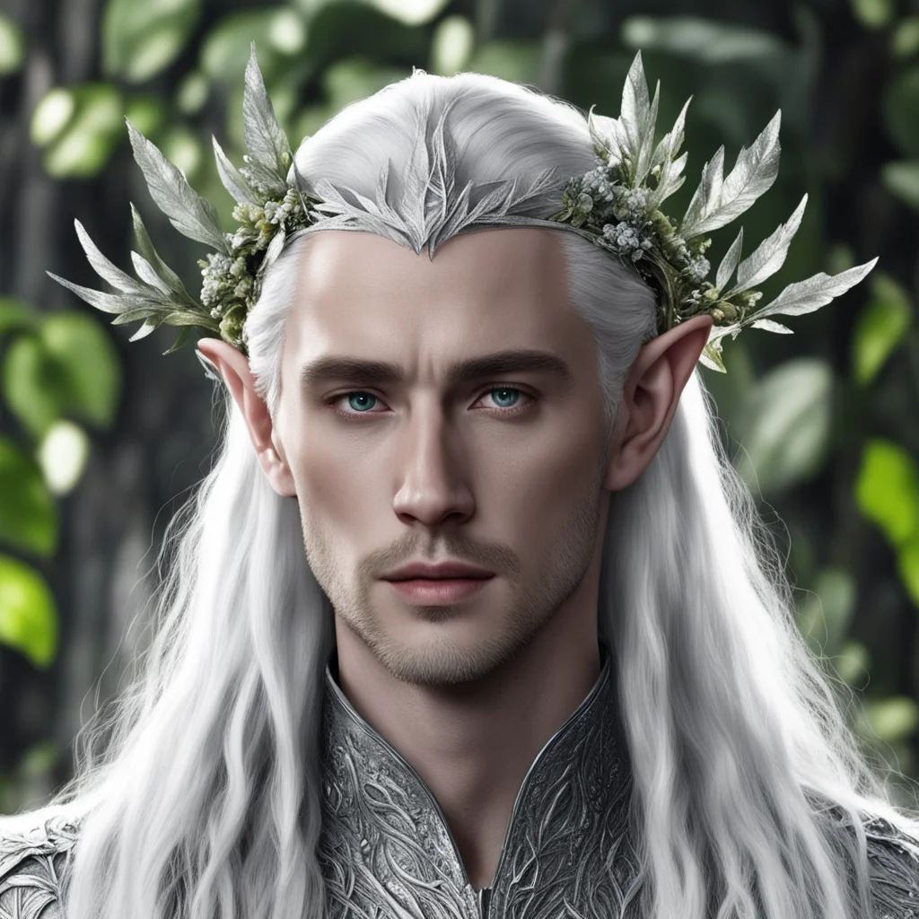 king thranduil wearing silver leaves with diamond berries in hair good looking trending fantastic 1