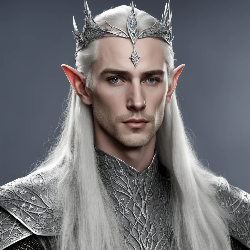 aiking thranduil wearing silver thorn elven circlet with diamonds good looking trending fantastic 1