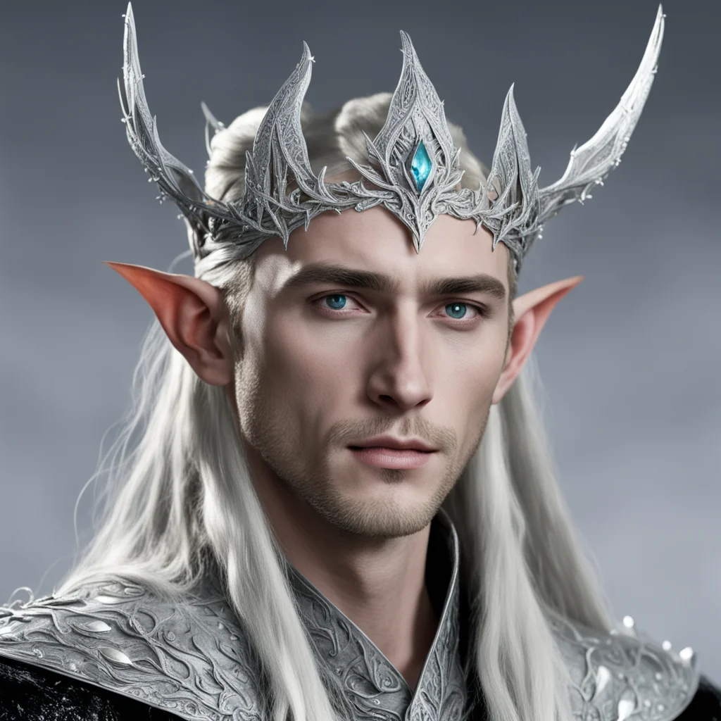 aiking thranduil wearing silver thorn elven circlet with diamonds