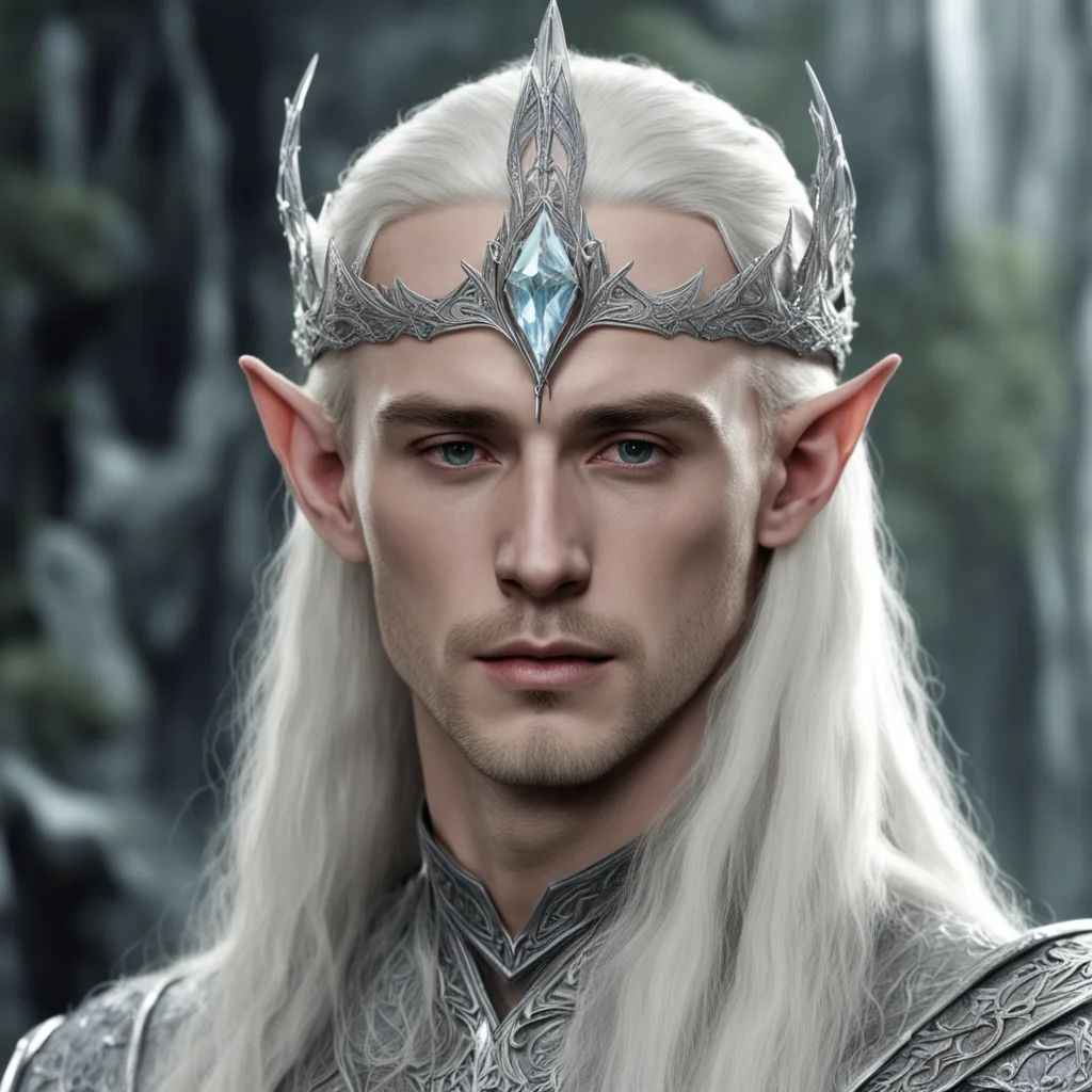 king thranduil wearing small silver elven circlet with diamond good looking trending fantastic 1