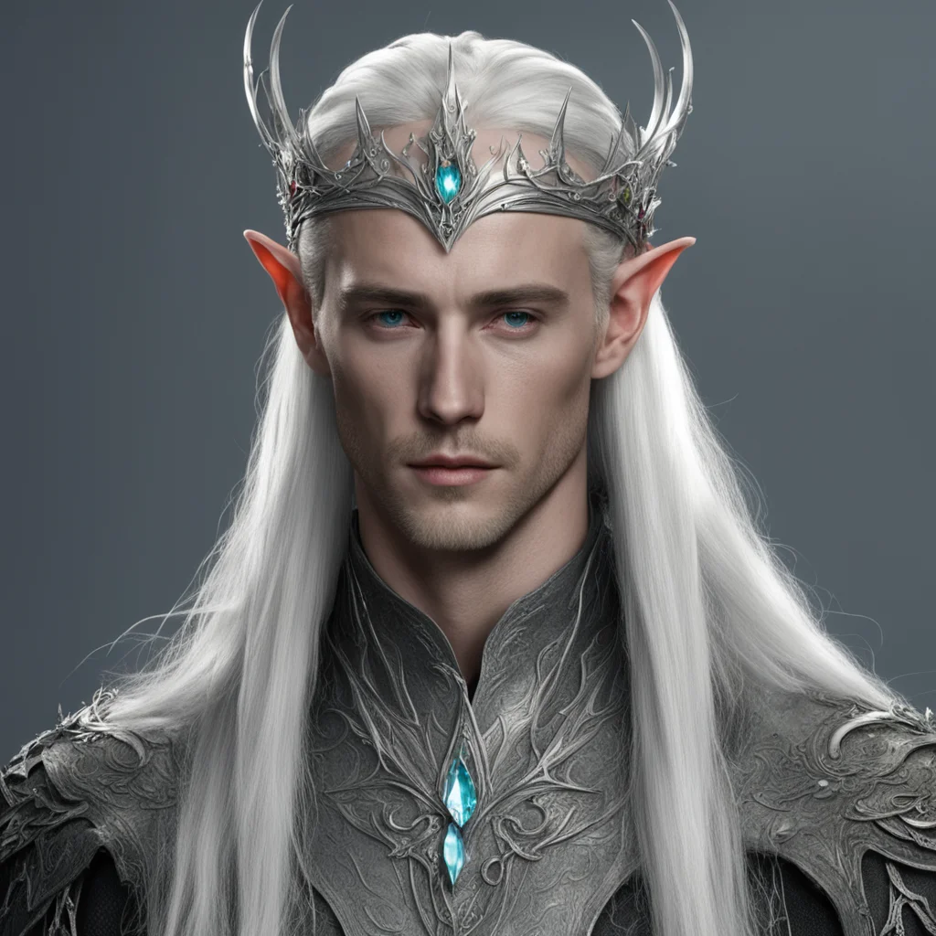 king thranduil wearing small silver elven circlet with jewels good looking trending fantastic 1
