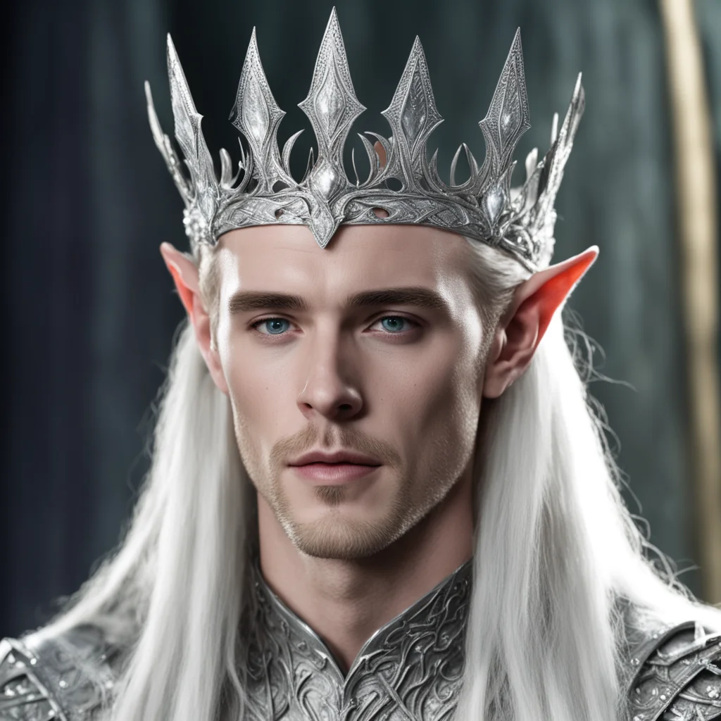 king thranduil wearing small silver elven tiara with diamonds amazing awesome portrait 2