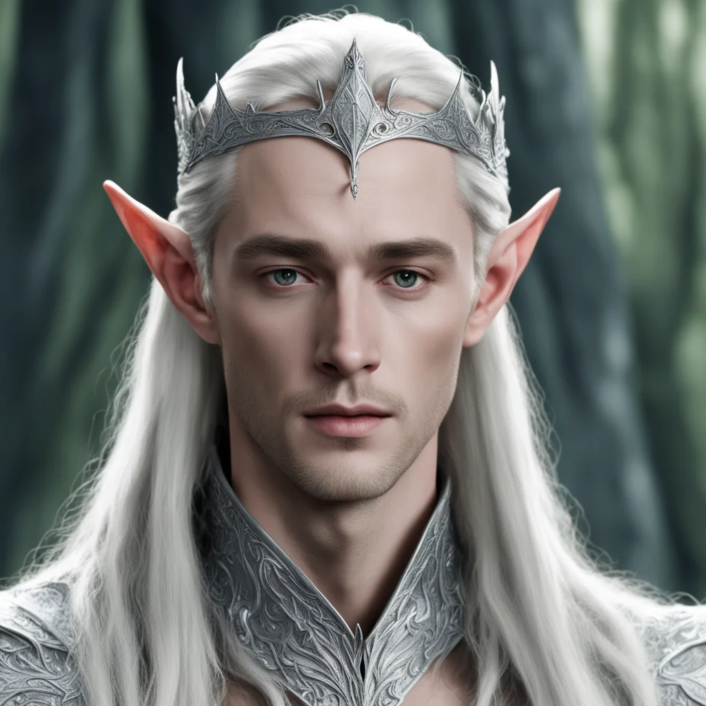 king thranduil wearing small silver elvish circlet with diamond amazing awesome portrait 2