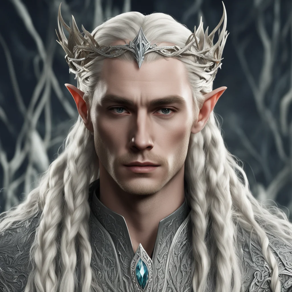 king thranduil with blond hair and braids wearing silver vines with diamonds in hair good looking trending fantastic 1