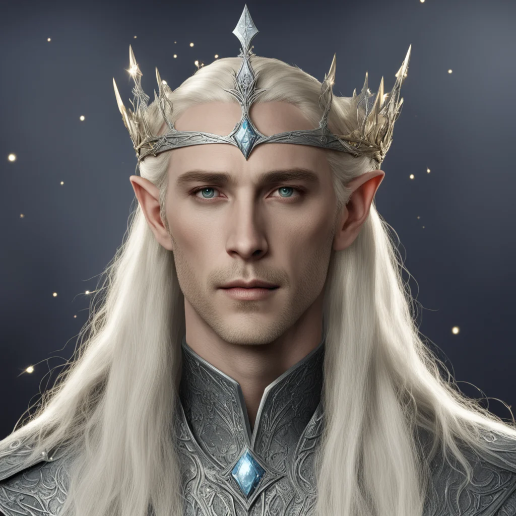 king thranduil with blond hair wearing elvish silver circlet with diamond stars  amazing awesome portrait 2