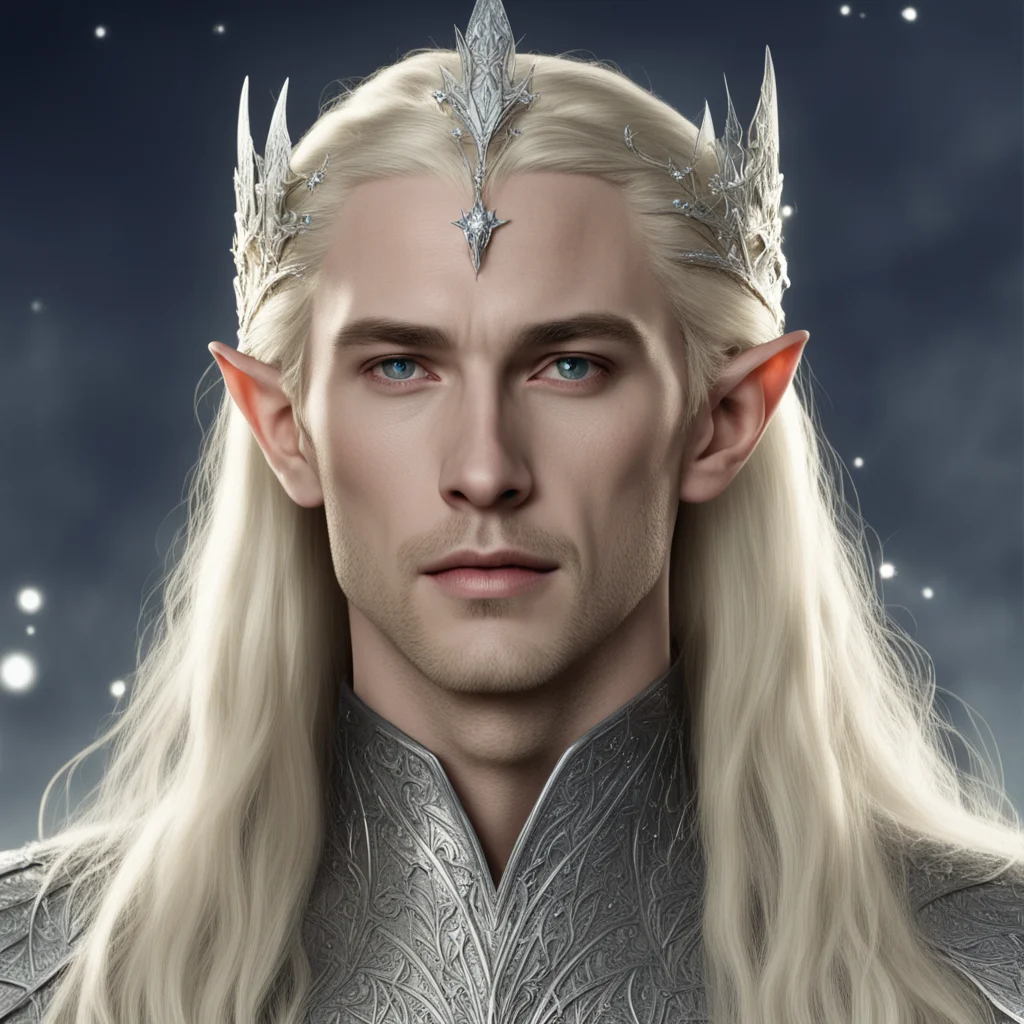 king thranduil with blond hair wearing elvish silver circlet with diamond stars  good looking trending fantastic 1