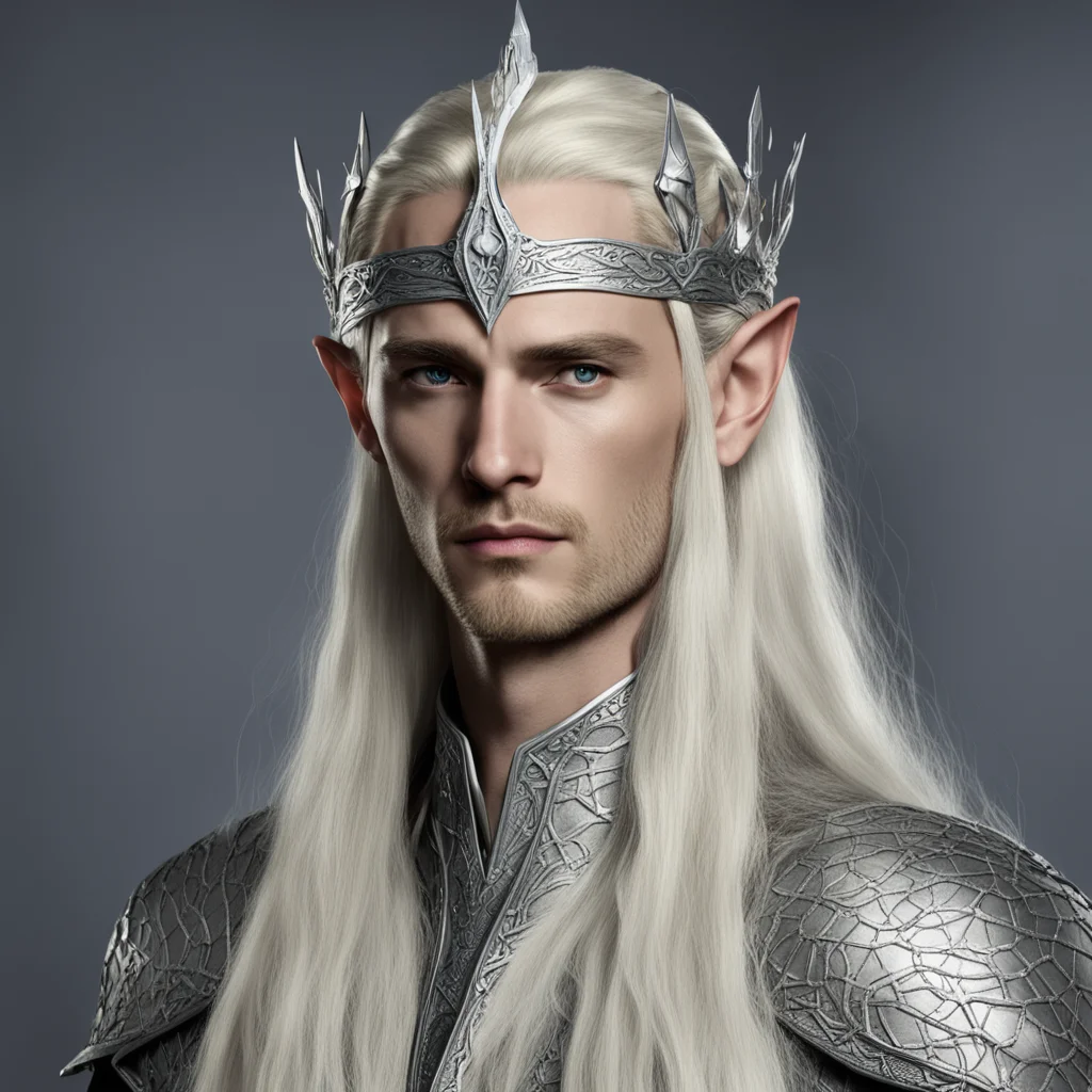 king thranduil with blond hair wearing silver snake elven circlet with diamonds amazing awesome portrait 2