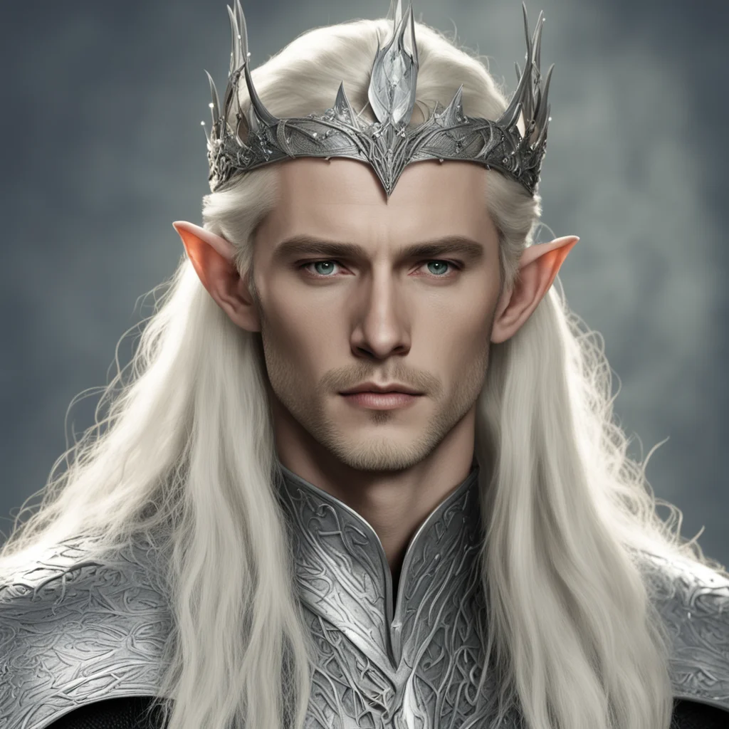 king thranduil with blond hair wearing silver snake elven circlet with diamonds good looking trending fantastic 1