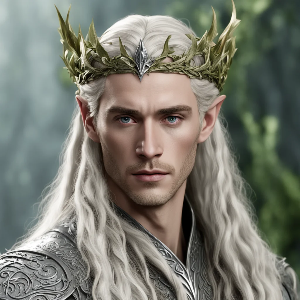 king thranduil with blond hair with braids wearing silver ivy elvish circlet amazing awesome portrait 2