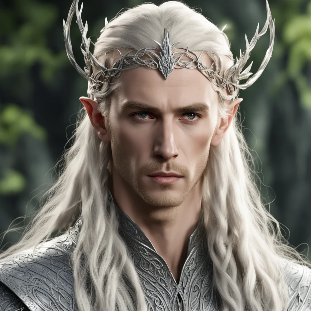 king thranduil with blond hair with braids wearing silver vines intertwined elven circlet with diamonds amazing awesome portrait 2