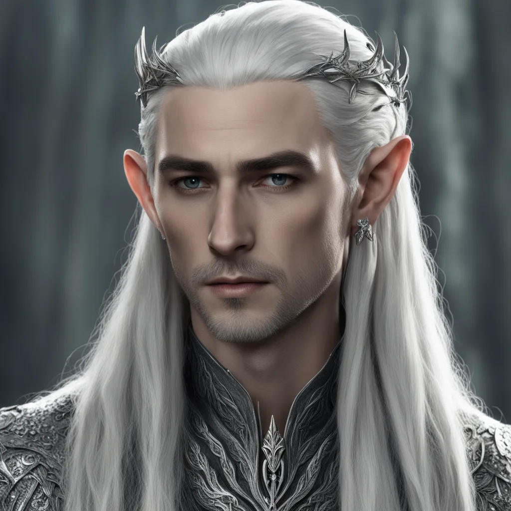king thranduil with braids wearing silver hair fork with diamonds good looking trending fantastic 1