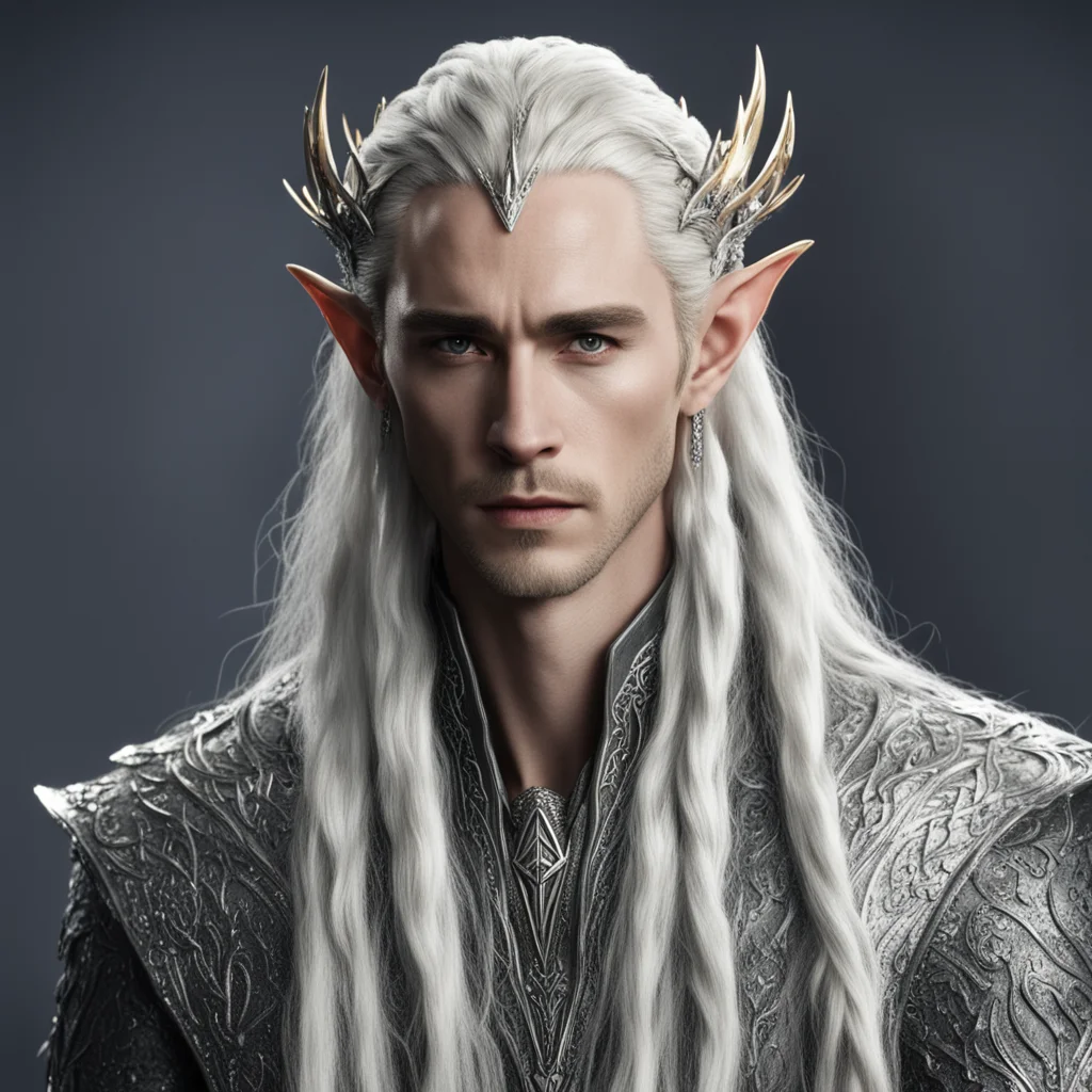king thranduil with braids wearing silver wood elf hair pins with diamonds  good looking trending fantastic 1