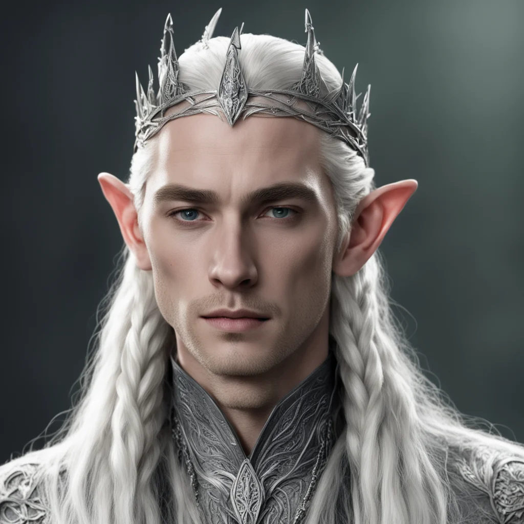 king thranduil with braids wearing small silver elven tiara with diamonds good looking trending fantastic 1