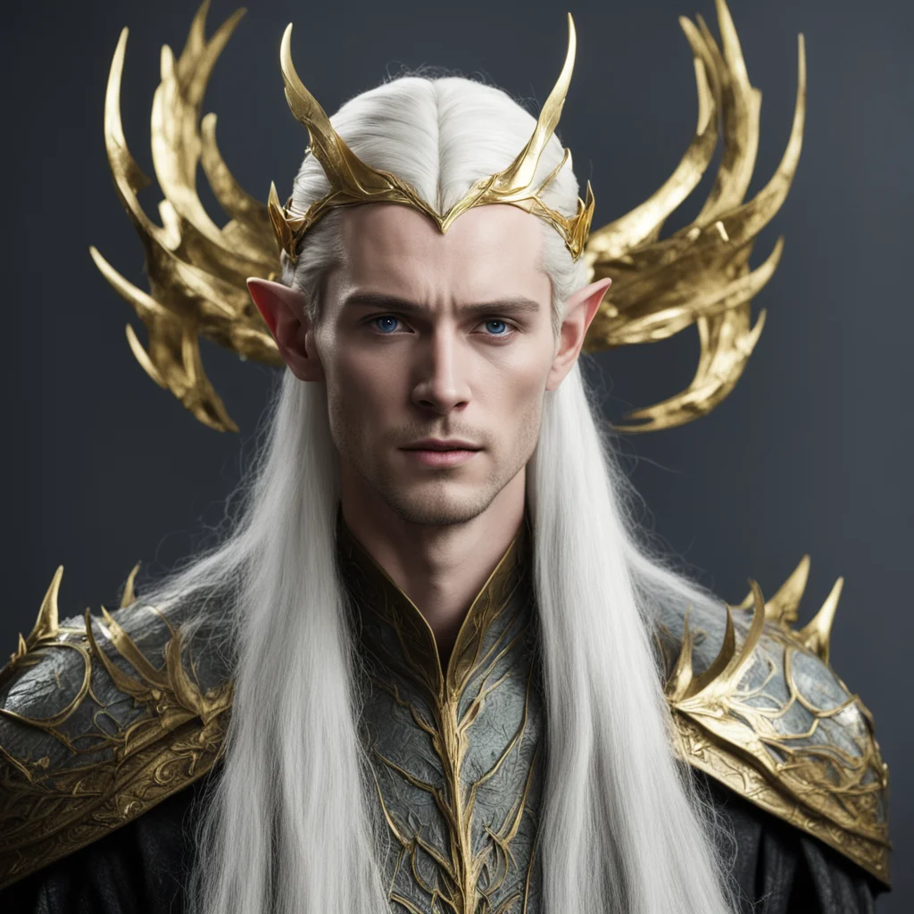 king thranduil with gold wood elf circlet confident engaging wow artstation art 3