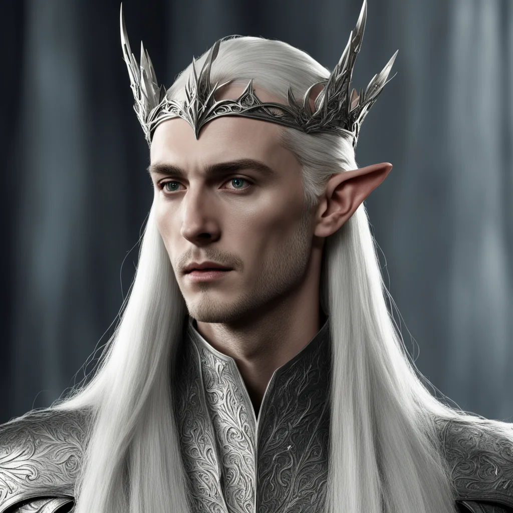 king thranduil with silver elven circlet confident engaging wow artstation art 3