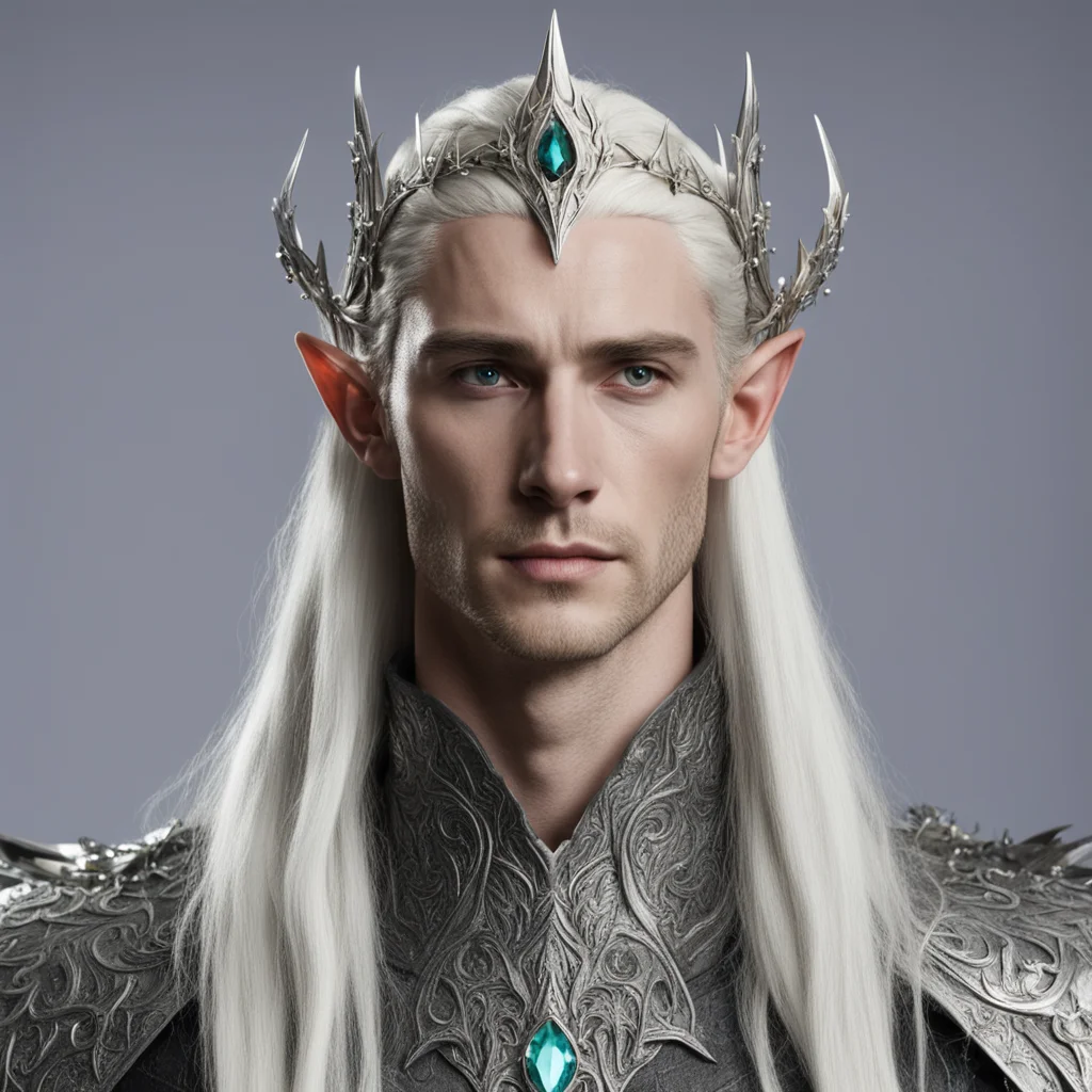 king thranduil with silver silvan elf circlet with jewels