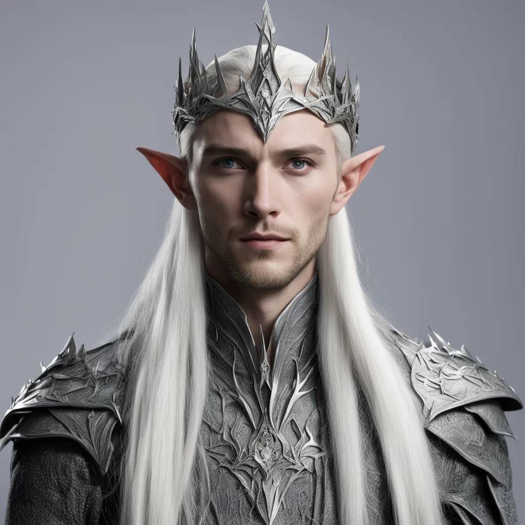king thranduil with silver wood elf circlet with diamonds amazing awesome portrait 2