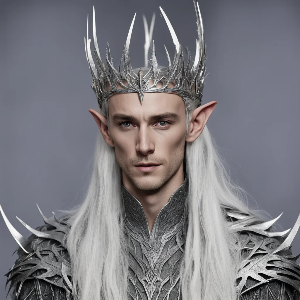 aiking thranduil with silver wood elf circlet with diamonds confident engaging wow artstation art 3