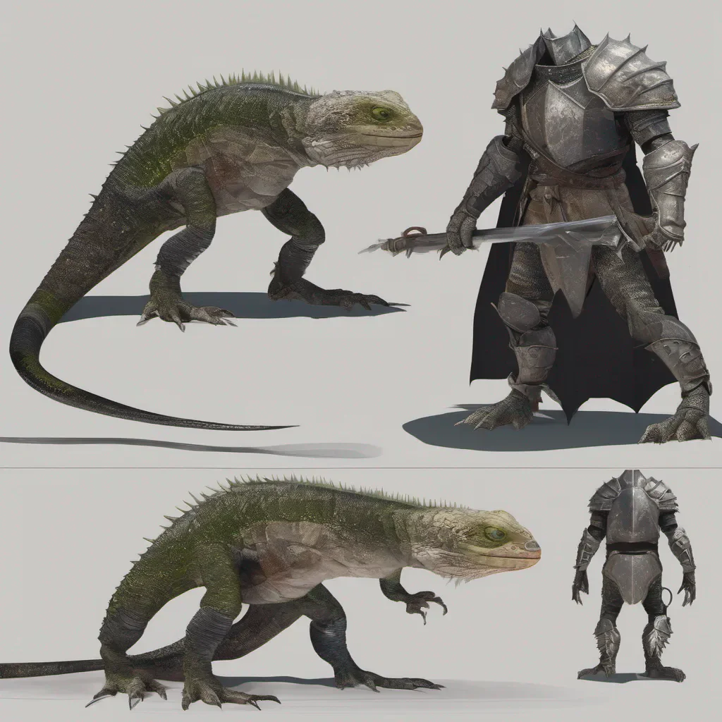 aiknight cinematic bipedal lizard in armor confident engaging wow artstation art 3