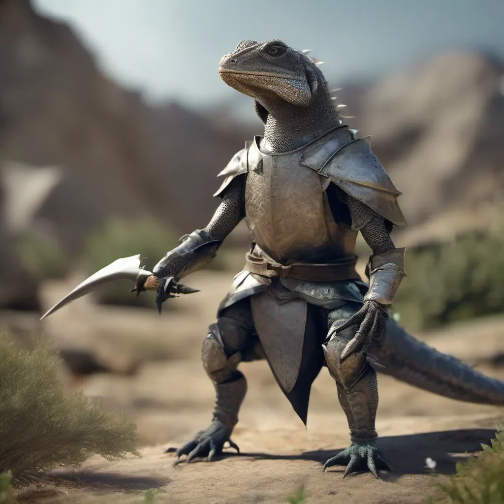 aiknight cinematic bipedal lizard in armor
