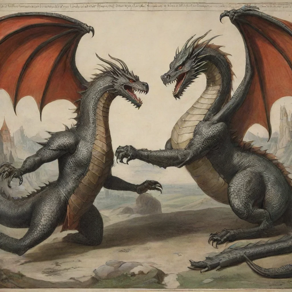 aiknight fighting a huge dragon in the style of medieval scriptures you would see around the 12th century 1920 h 1080 hd
