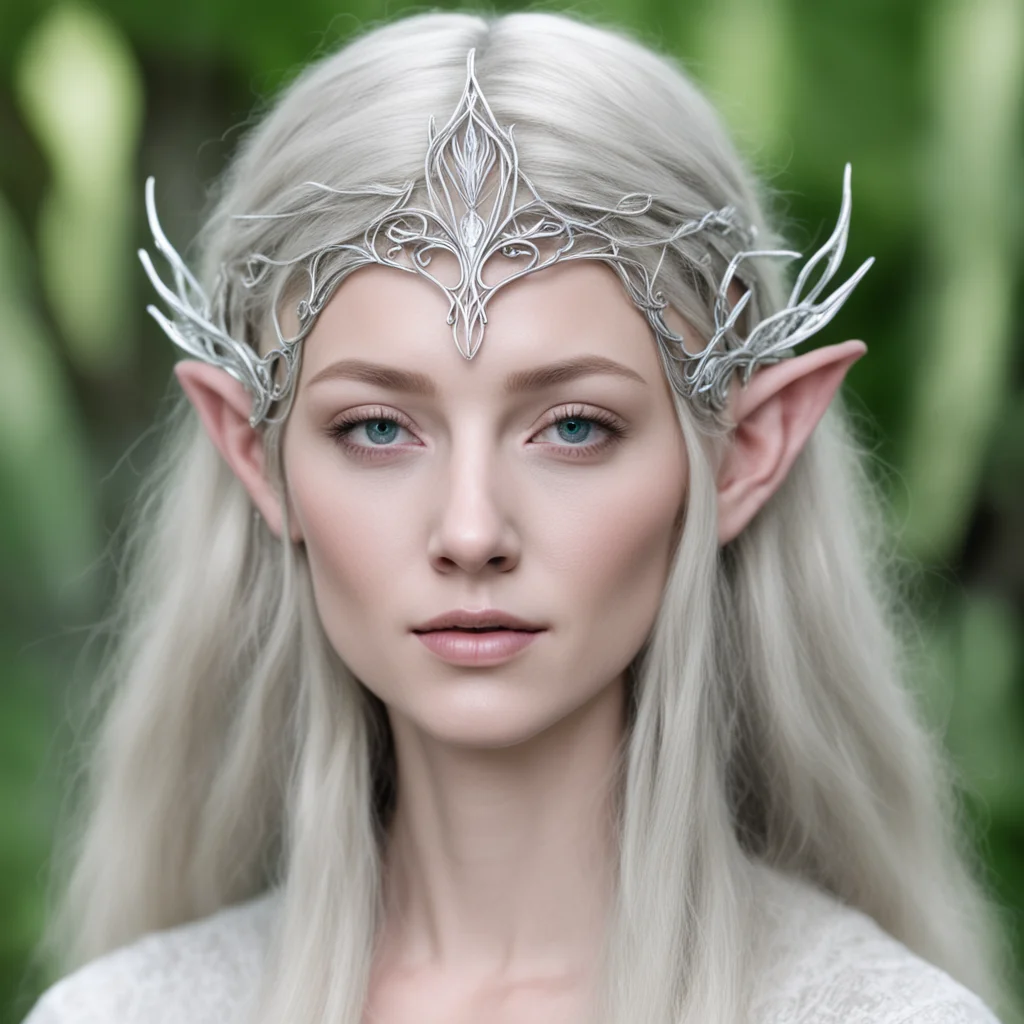 lady galadriel wearing small silver wood elf circlet good looking trending fantastic 1