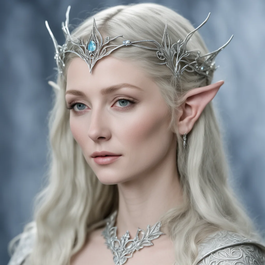 lady galadriel wearing small silver wood elf circlet