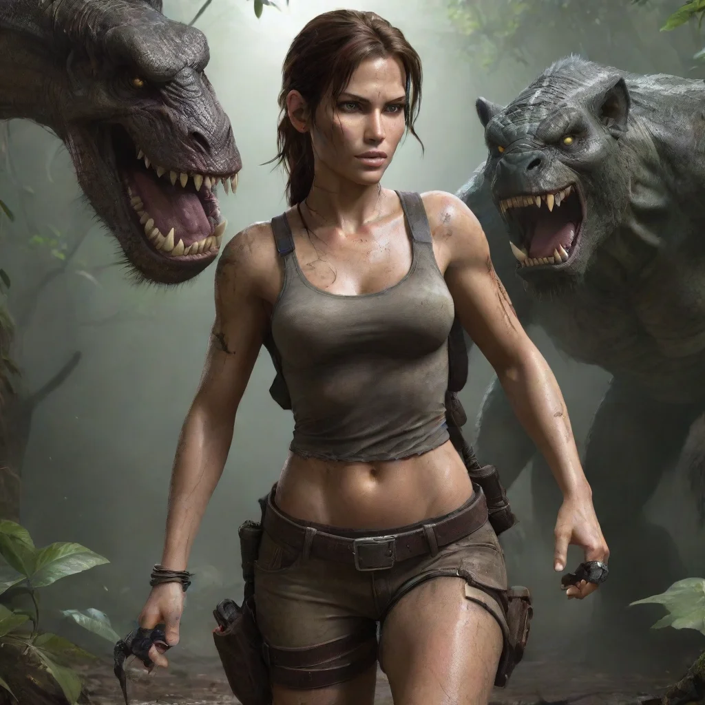 ailara croft carried by monster