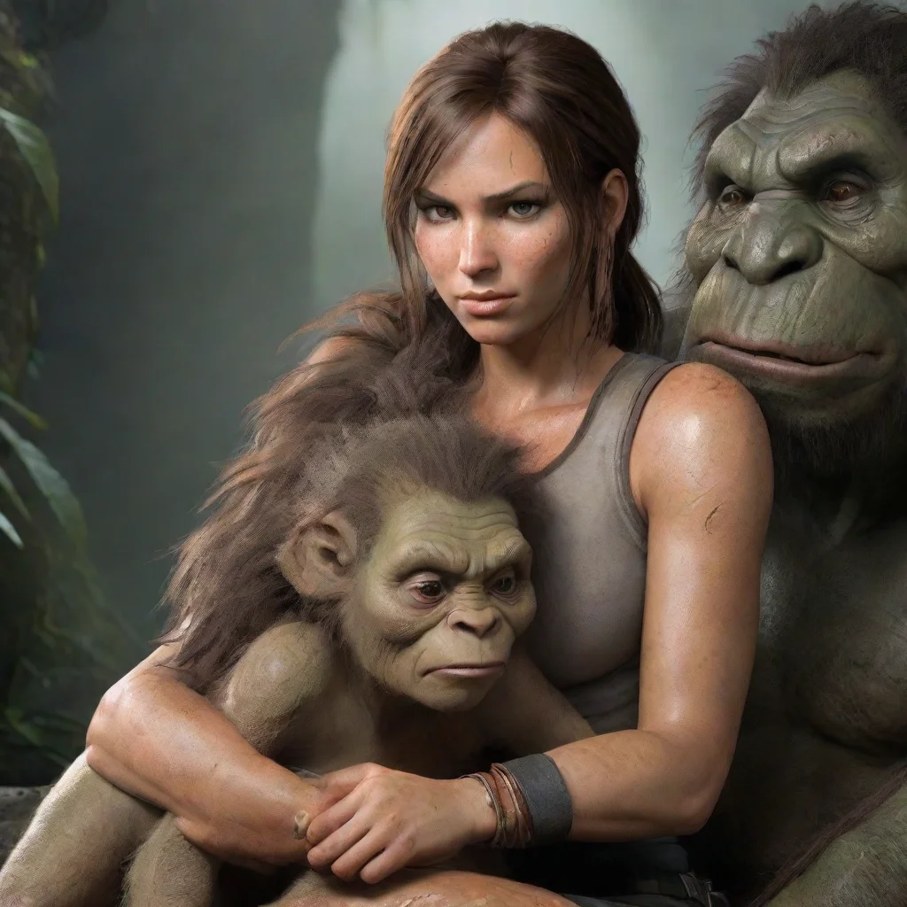 ailara croft cuddles with troll