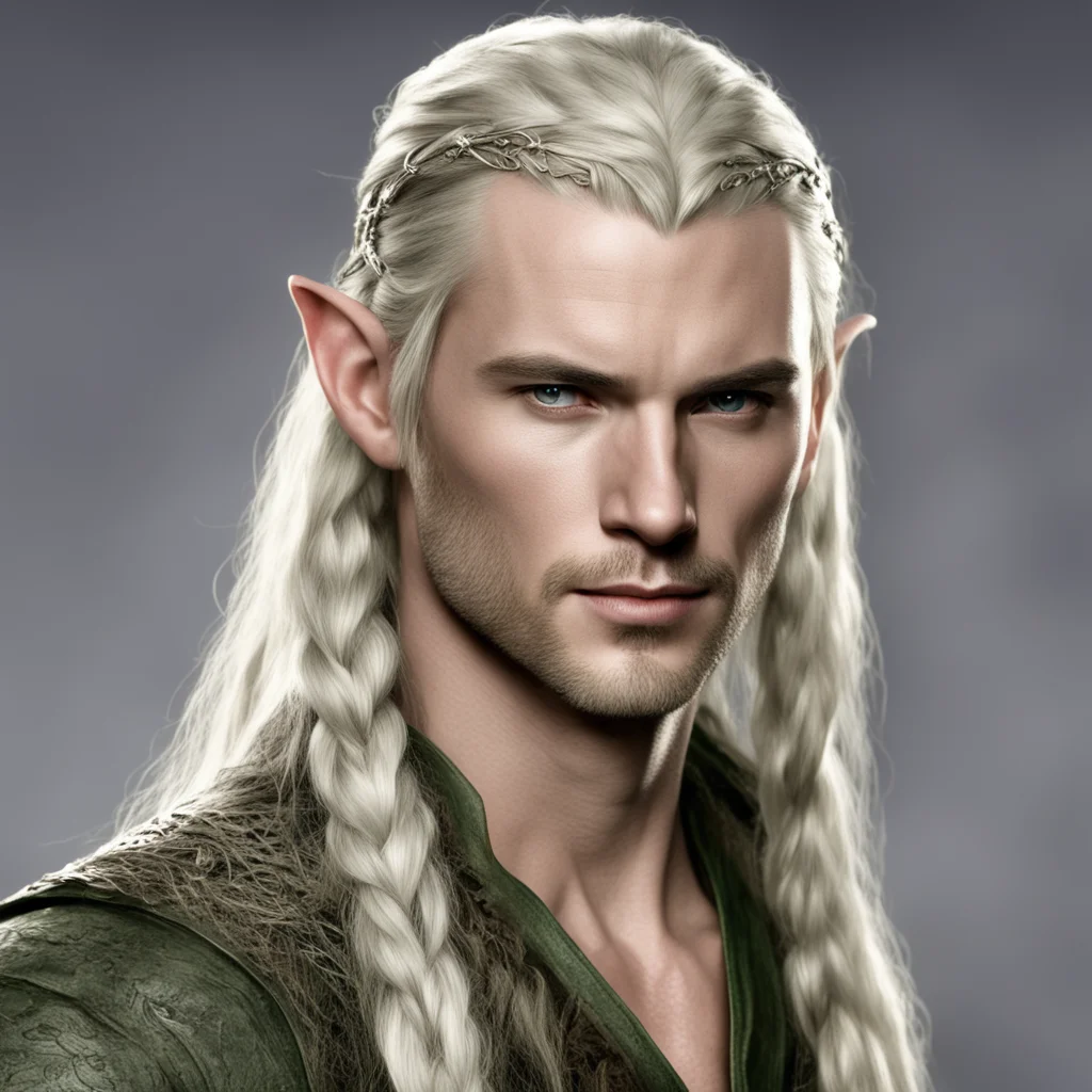 legolas with braids wearing silver elven circlet with diamonds  amazing awesome portrait 2