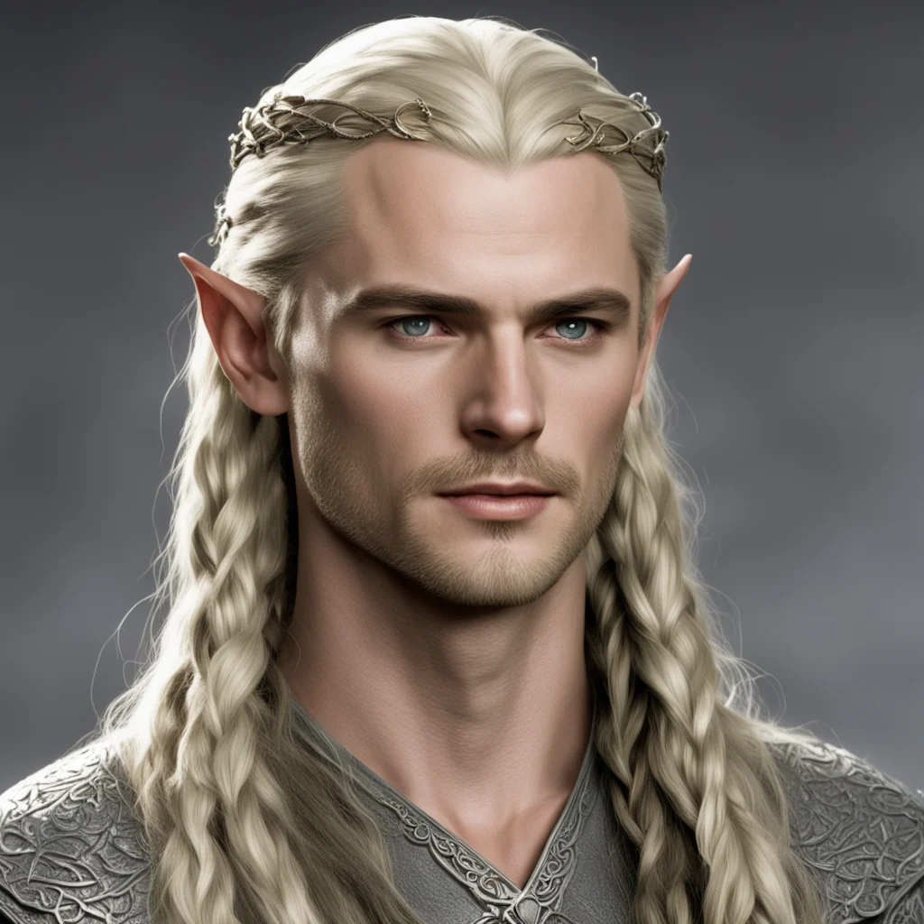 legolas with braids wearing silver elven circlet with diamonds  good looking trending fantastic 1